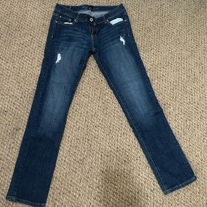 dark blue straight leg jeans